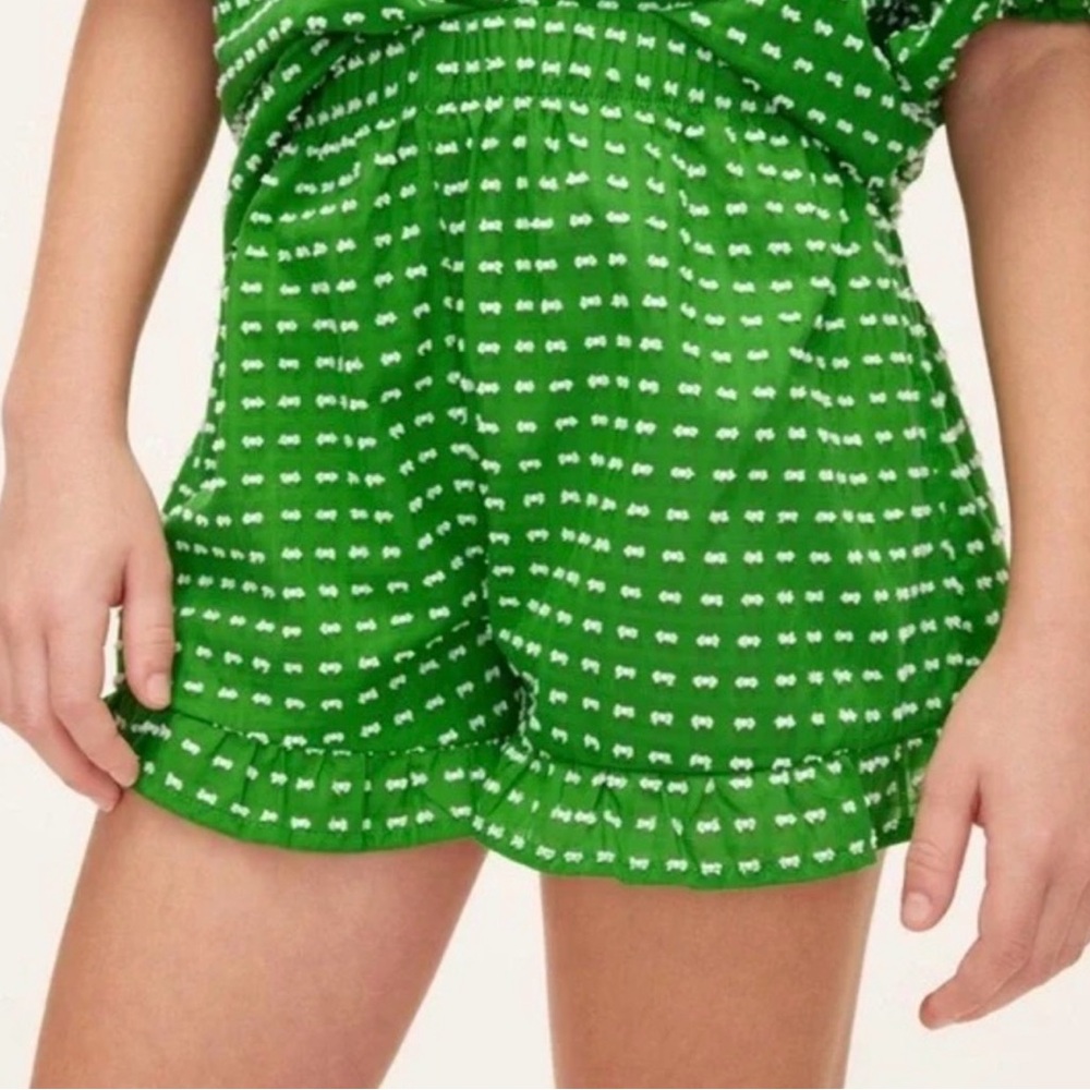 Kate Spade Green Bow Print High Waist Shorts NWT Girls- Large